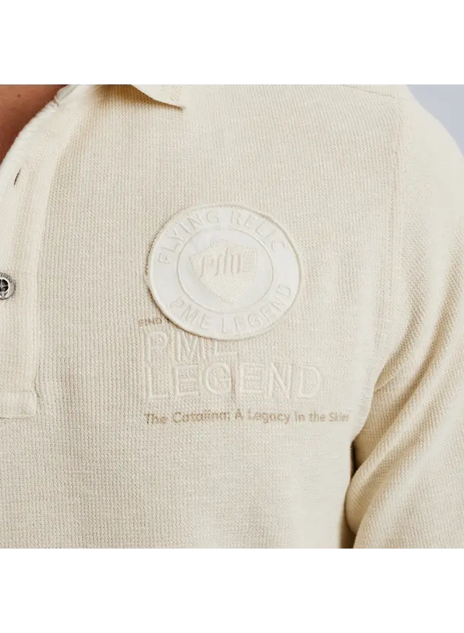 PPS2502804 7013 PME Legend Long sleeve polo shirt structure pique Bone White
