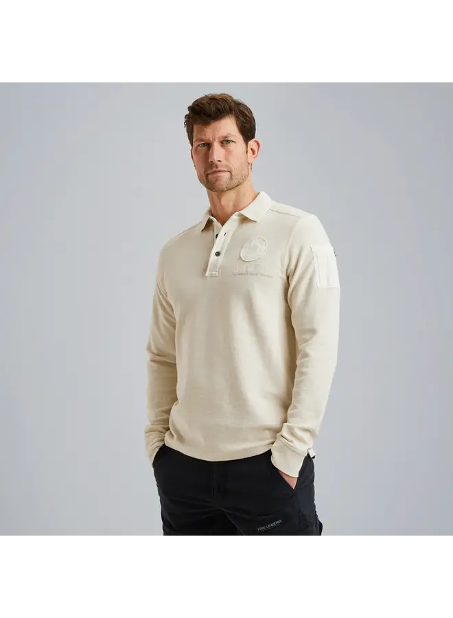 PPS2502804 7013 PME Legend Long sleeve polo shirt structure pique Bone White