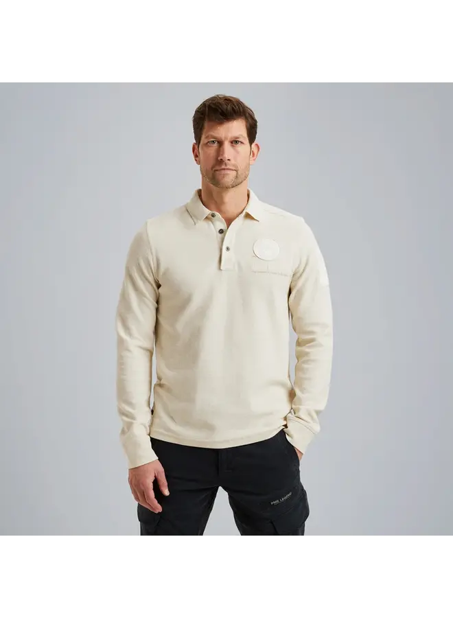 PPS2502804 7013 PME Legend Long sleeve polo shirt structure pique Bone White