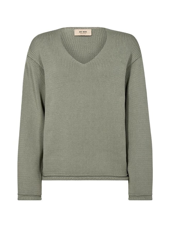 168060 829 Mosmosh MM Bine LS V-neck Knit Shadow
