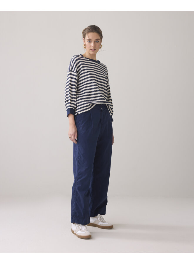 3s5082-30670 480 Summum Jersey Sweater Waffle Lurex Stripe  Navynoir