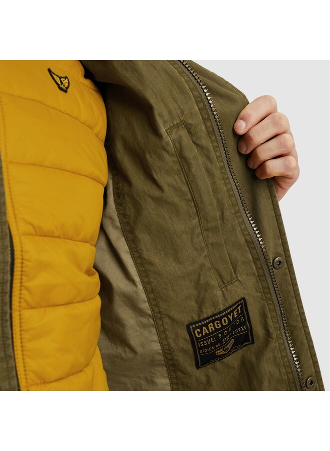 PJA2502108 6401 PME Legend Semi long jacket CARGOYET Mech Pigment Print Dusty Olive