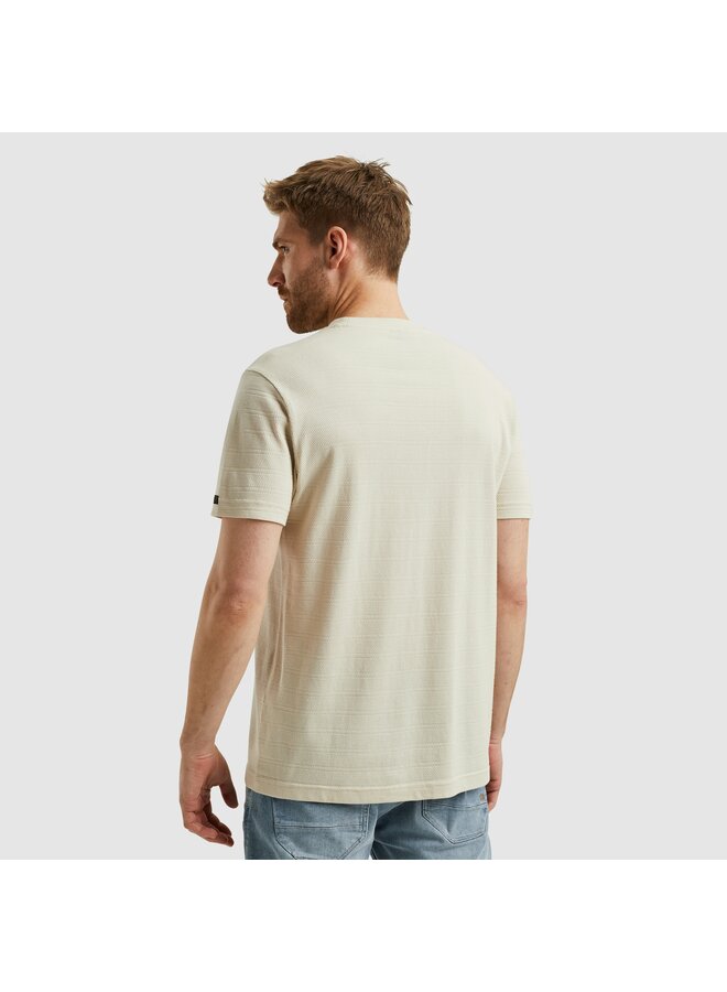 PTSS2502563 7013 PME Legend Short sleeve r-neck jacquard stripes Bone White
