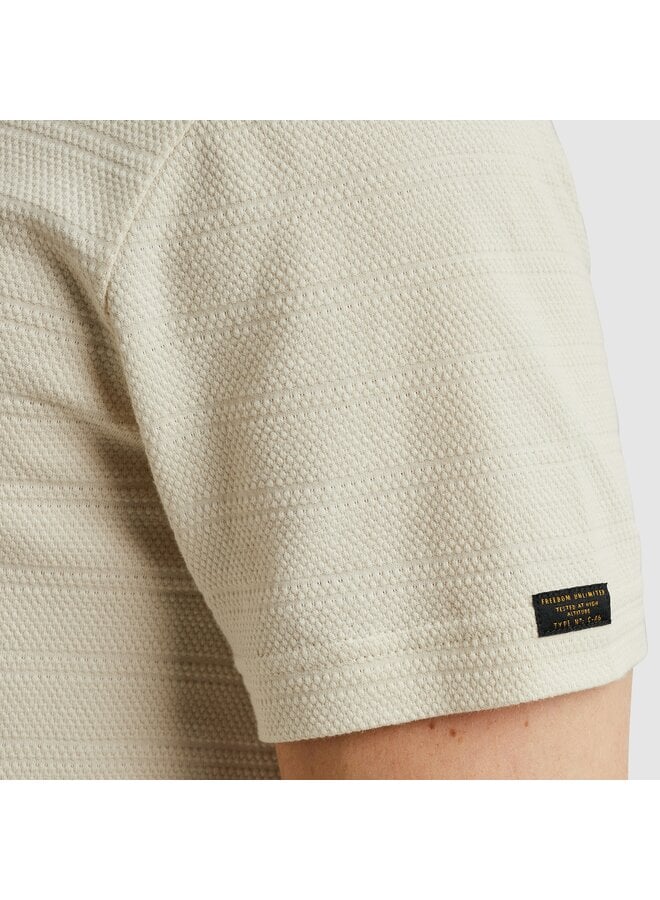 PTSS2502563 7013 PME Legend Short sleeve r-neck jacquard stripes Bone White