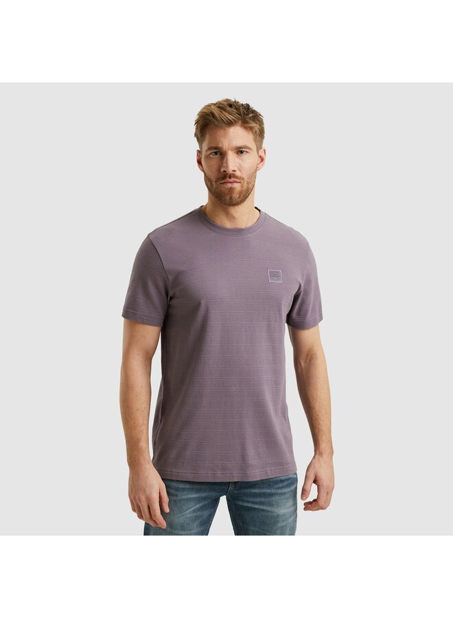 PTSS2502563 4184 PME Legend Short sleeve r-neck jacquard stripes Purple Sage