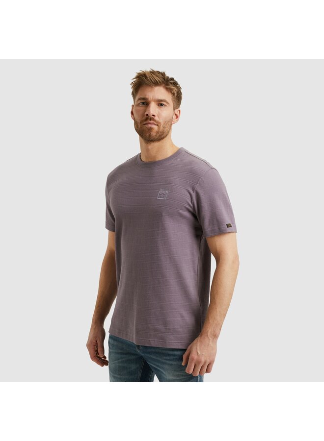PTSS2502563 4184 PME Legend Short sleeve r-neck jacquard stripes Purple Sage