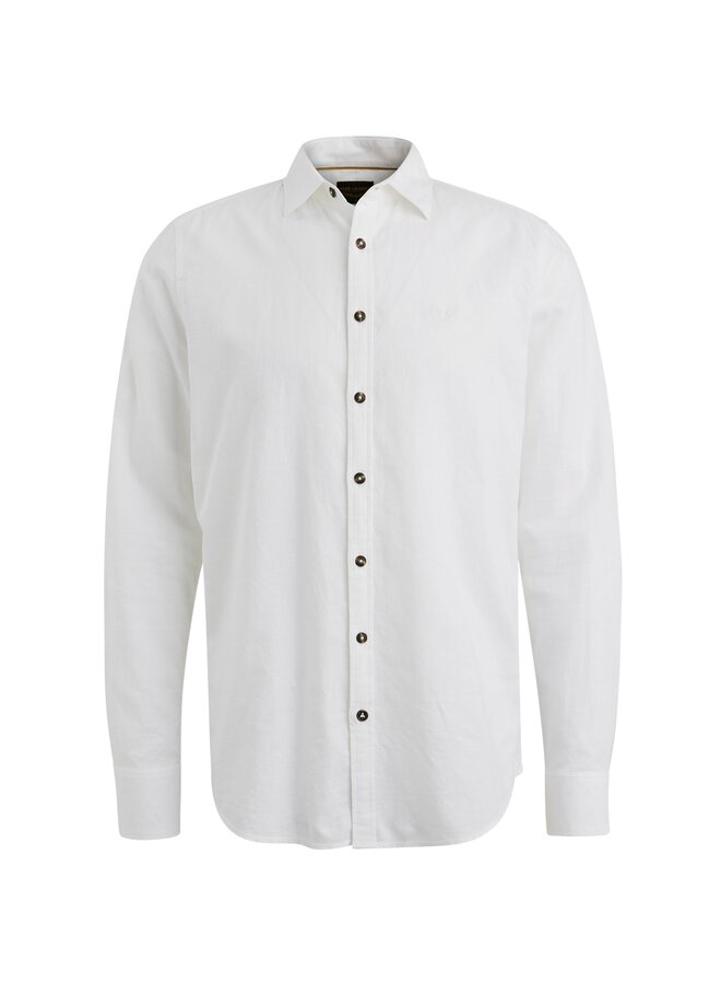 PSI2503224 7003 PME Legend Long Sleeve Shirt Cotton Linen 2 tone Bright White