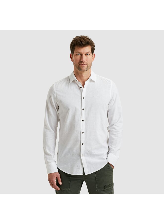 PSI2503224 7003 PME Legend Long Sleeve Shirt Cotton Linen 2 tone Bright White