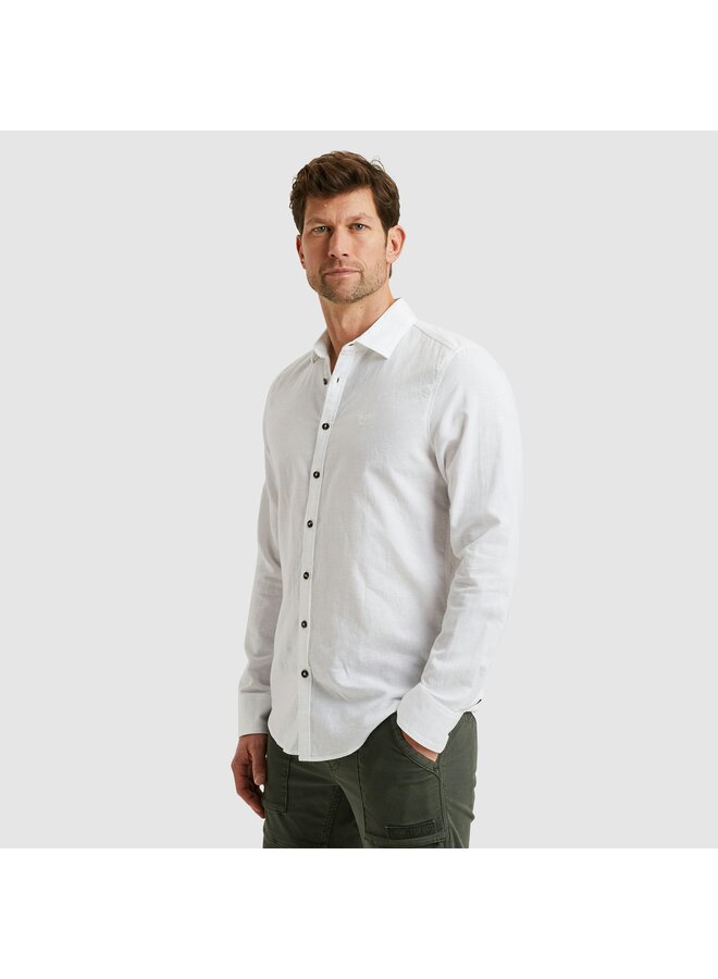 PSI2503224 7003 PME Legend Long Sleeve Shirt Cotton Linen 2 tone Bright White