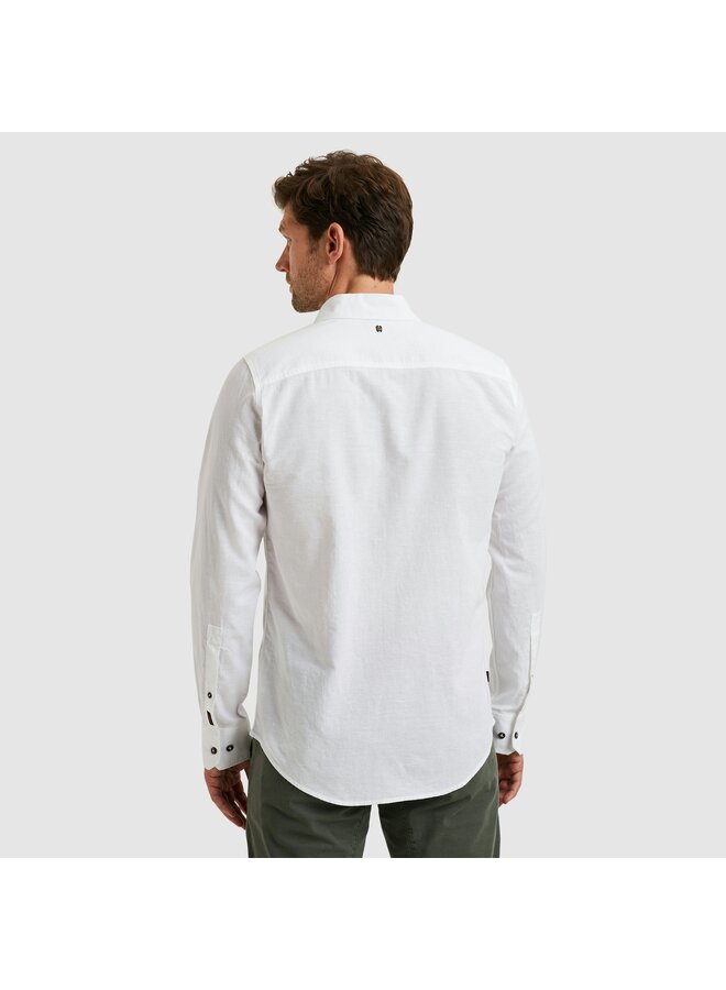 PSI2503224 7003 PME Legend Long Sleeve Shirt Cotton Linen 2 tone Bright White