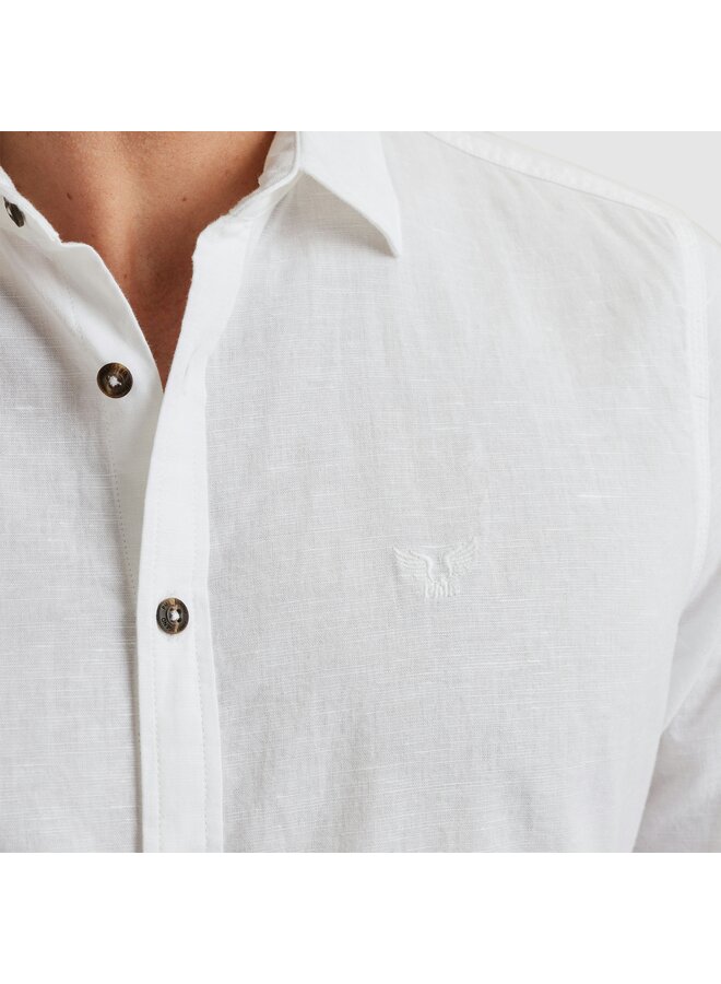 PSI2503224 7003 PME Legend Long Sleeve Shirt Cotton Linen 2 tone Bright White