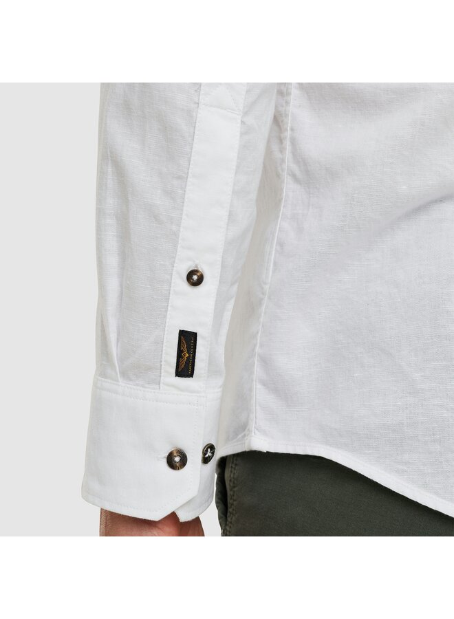 PSI2503224 7003 PME Legend Long Sleeve Shirt Cotton Linen 2 tone Bright White