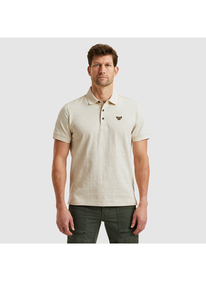 PPSS2503883 7013 PME Legend Short sleeve polo Jacquard jersey Bone White