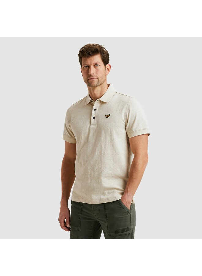 PPSS2503883 7013 PME Legend Short sleeve polo Jacquard jersey Bone White