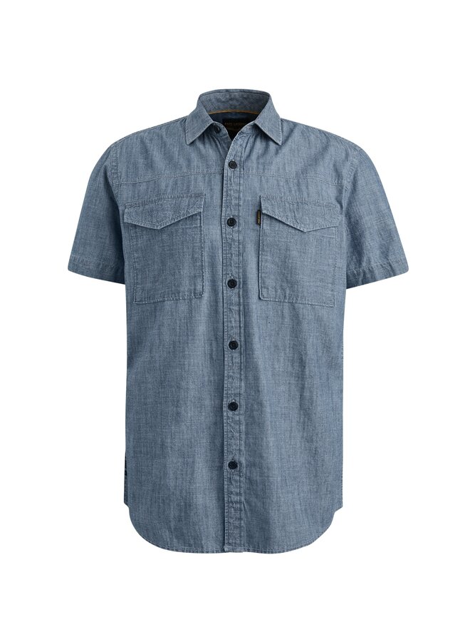 PSIS2503237 590 PME Legend Short Sleeve Shirt Indigo Chambray Real Indigo
