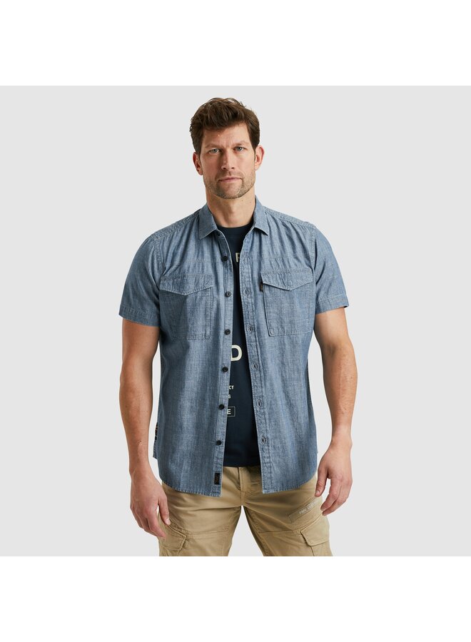 PSIS2503237 590 PME Legend Short Sleeve Shirt Indigo Chambray Real Indigo