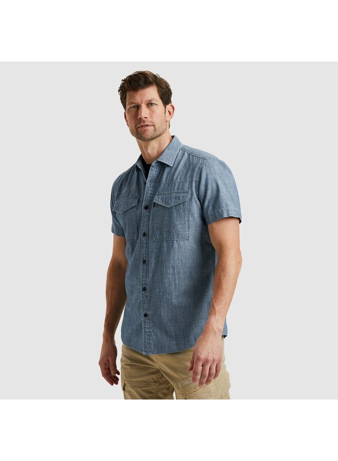 PSIS2503237 590 PME Legend Short Sleeve Shirt Indigo Chambray Real Indigo