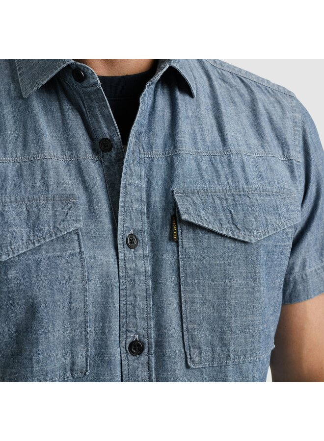 PSIS2503237 590 PME Legend Short Sleeve Shirt Indigo Chambray Real Indigo