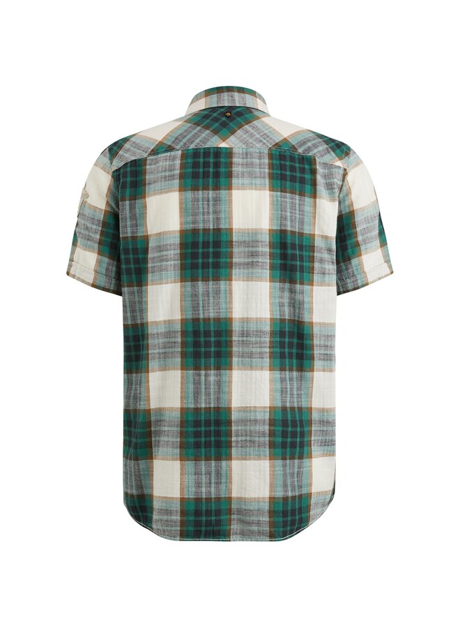 PSIS2503234 6072 PME Legend Short Sleeve Shirt Y/D Slub Herringbone Check Deep Jungle