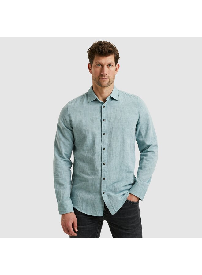 PSI2503224 6072 PME Legend Long Sleeve Shirt Cotton Linen 2 tone Deep Jungle