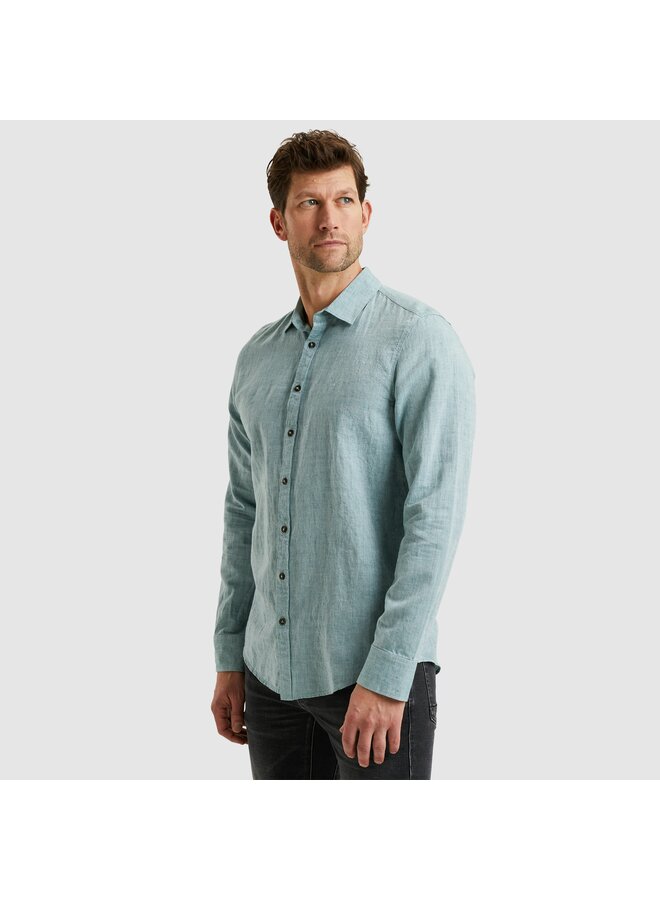 PSI2503224 6072 PME Legend Long Sleeve Shirt Cotton Linen 2 tone Deep Jungle