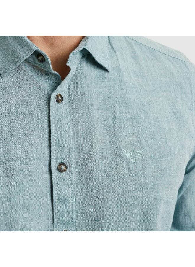 PSI2503224 6072 PME Legend Long Sleeve Shirt Cotton Linen 2 tone Deep Jungle
