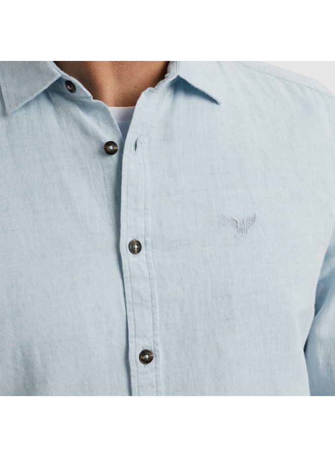 PSI2503224 5040 PME Legend Long Sleeve Shirt Cotton Linen 2 tone Placid Blue