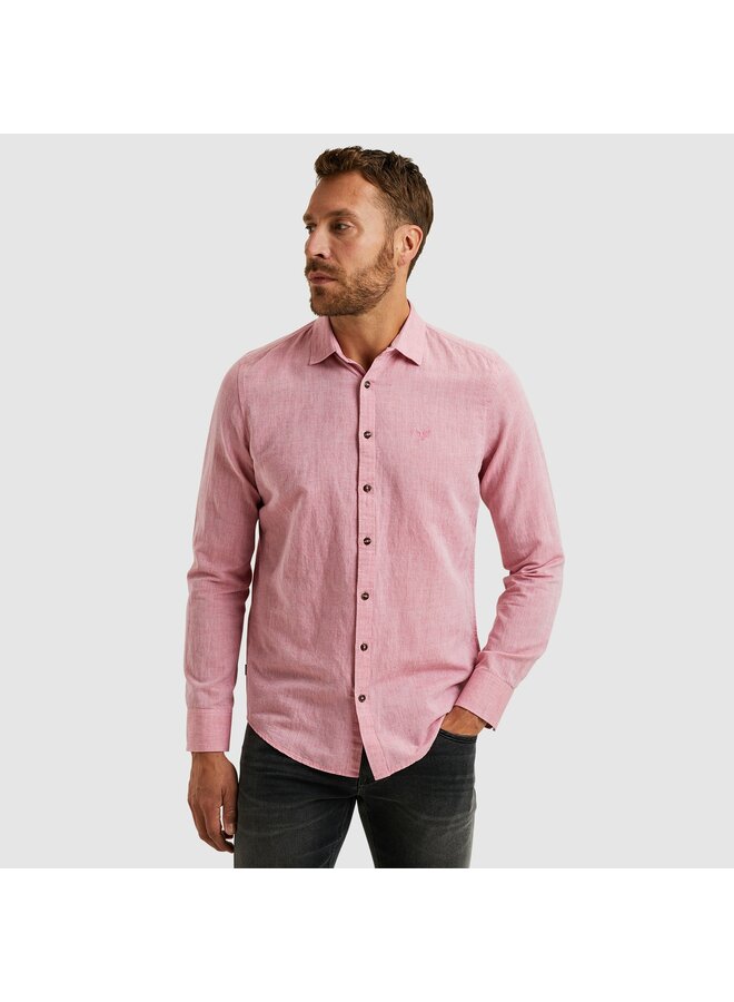 PSI2503224 3116 PME Legend Long Sleeve Shirt Cotton Linen 2 tone Rapture Rose