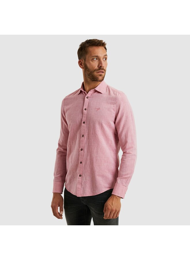 PSI2503224 3116 PME Legend Long Sleeve Shirt Cotton Linen 2 tone Rapture Rose