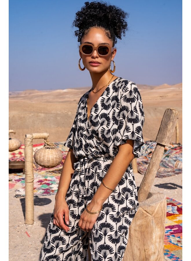 51175-70 010 Geisha Jumpsuit AOP X-over off-white/black