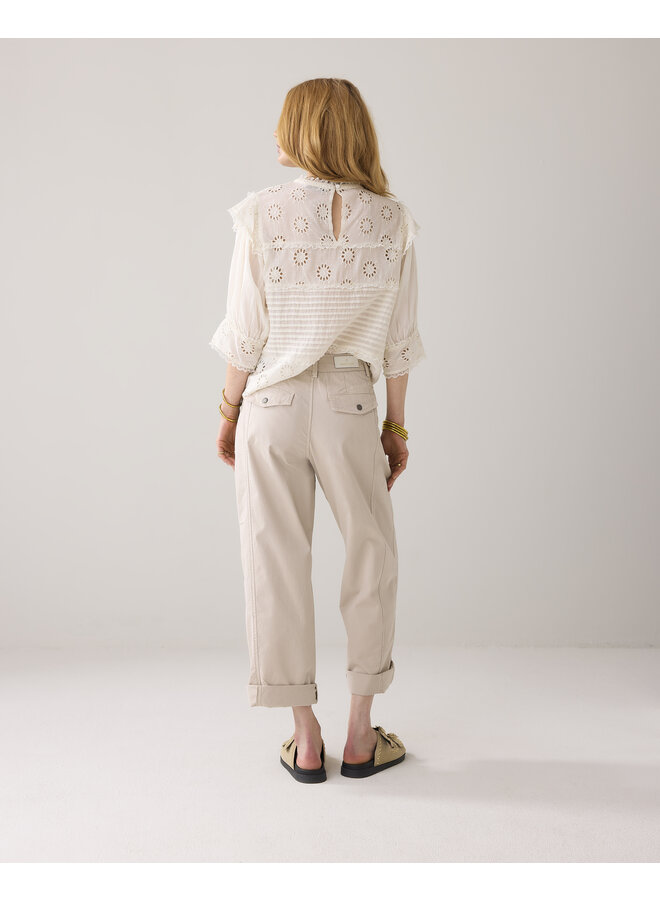 4s2743-12194 702 Summum Cocoon chino pant lt wt aurora twill   Pebblebeige