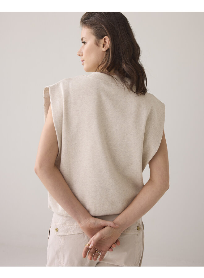 3s5108-30656 702 Summum Sleeveless embellished sweatshirt  Pebblebeige