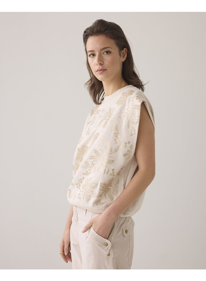 3s5108-30656 702 Summum Sleeveless embellished sweatshirt  Pebblebeige