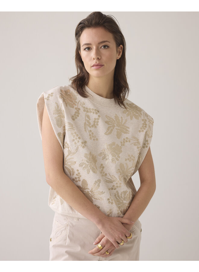 3s5108-30656 702 Summum Sleeveless embellished sweatshirt  Pebblebeige