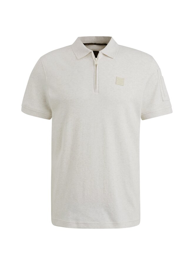 PPSS2503857 7013 PME Legend Short sleeve polo interlock melange zip Bone White