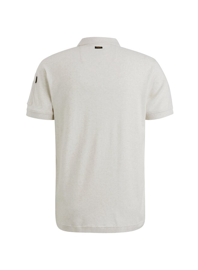 PPSS2503857 7013 PME Legend Short sleeve polo interlock melange zip Bone White