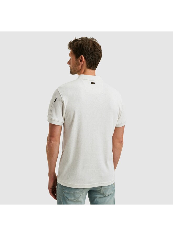 PPSS2503857 7013 PME Legend Short sleeve polo interlock melange zip Bone White