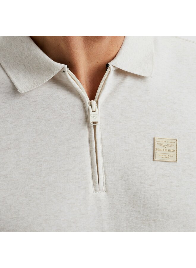 PPSS2503857 7013 PME Legend Short sleeve polo interlock melange zip Bone White
