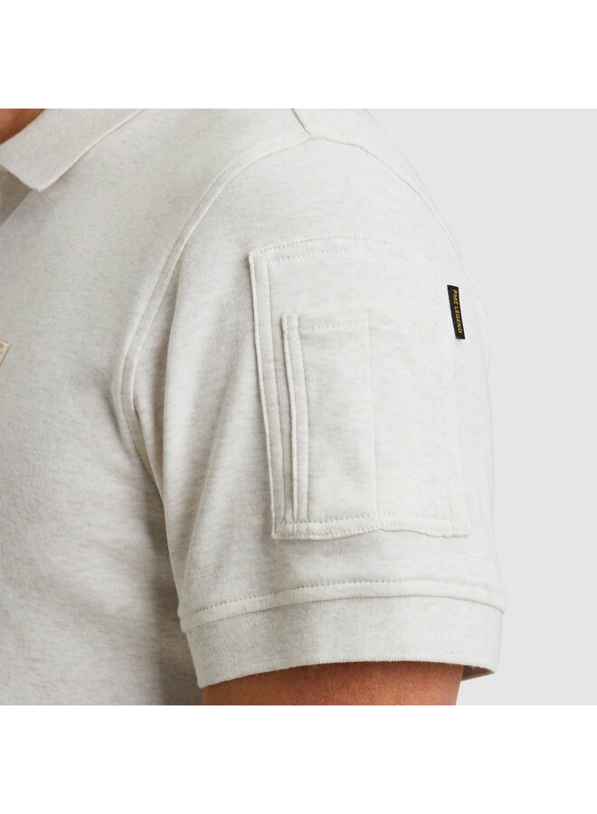 PPSS2503857 7013 PME Legend Short sleeve polo interlock melange zip Bone White