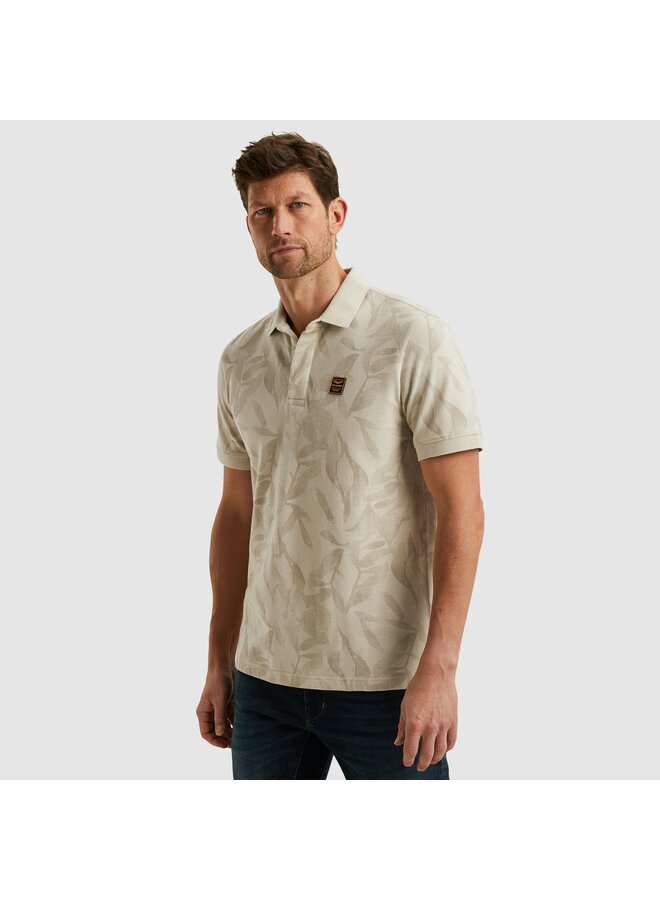 PPSS2504851 7013 PME Legend Short sleeve polo two tone pique printed Bone White