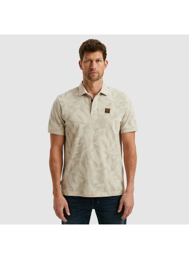 PPSS2504851 7013 PME Legend Short sleeve polo two tone pique printed Bone White