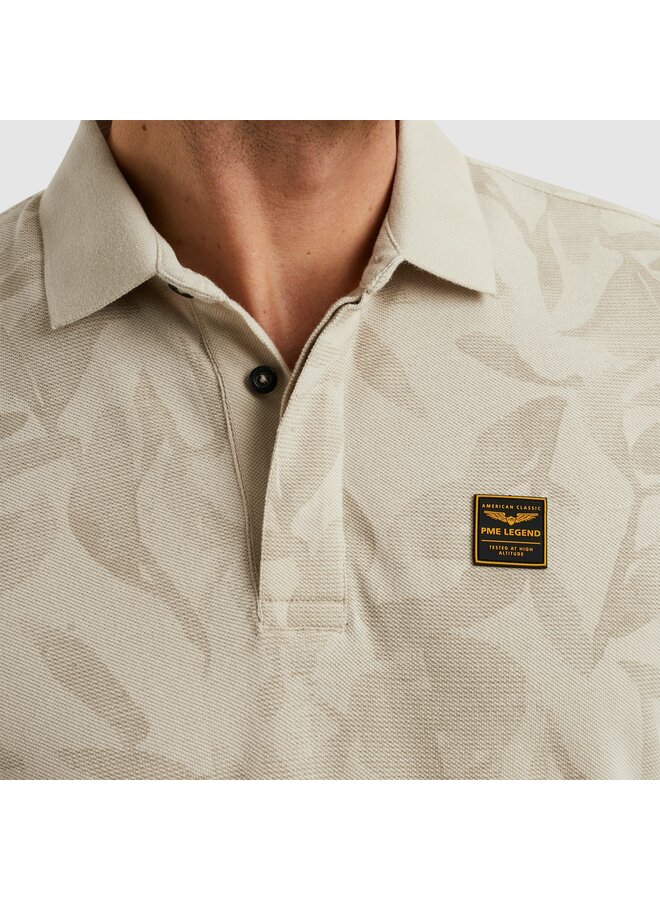 PPSS2504851 7013 PME Legend Short sleeve polo two tone pique printed Bone White