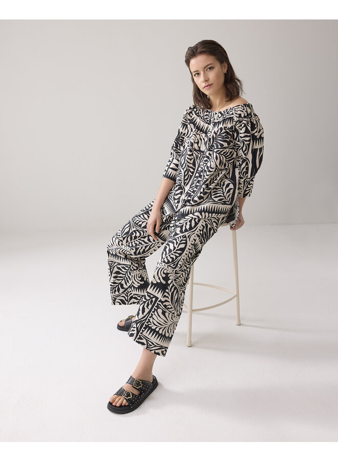4s2824-12223 990 Summum Trousers two tone print  Black