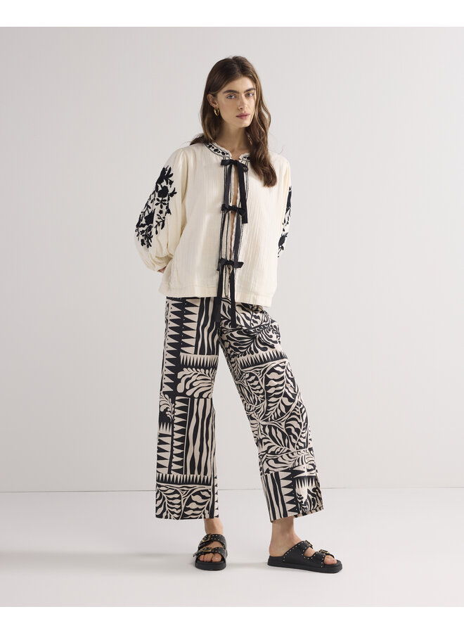 4s2824-12223 990 Summum Trousers two tone print  Black