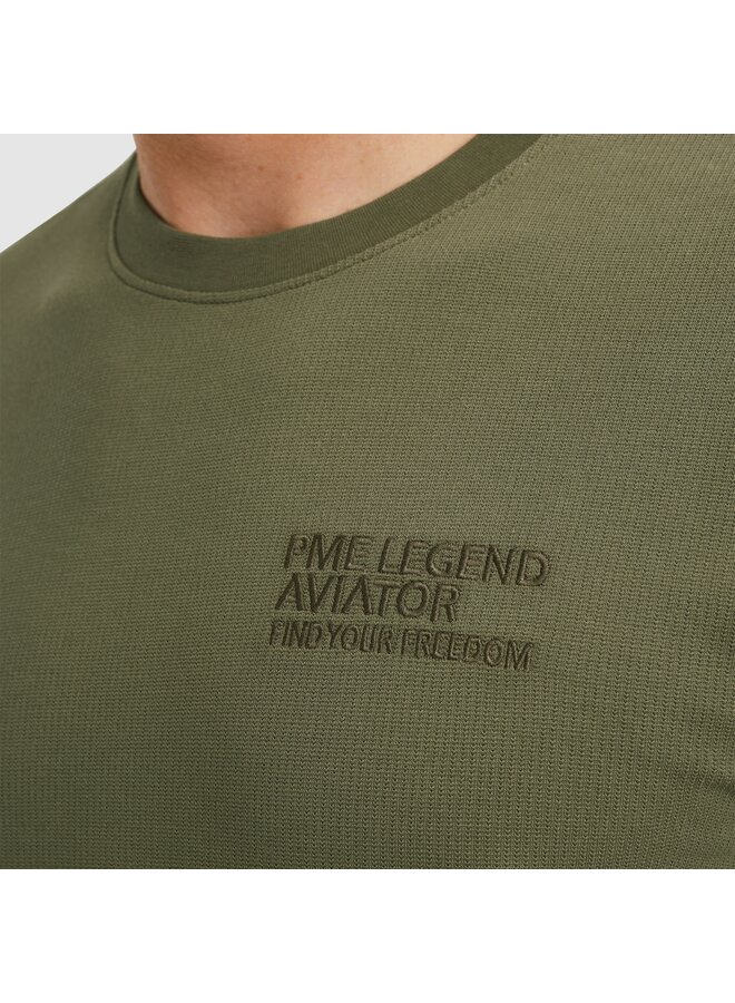 PTSS2504577 6149 PME Legend Short sleeve r-neck textured jersey Deep Lichen Green