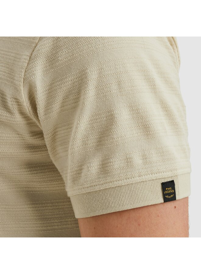 PPSS2504854 7013 PME Legend Short sleeve polo jacquard jersey stripe Bone White