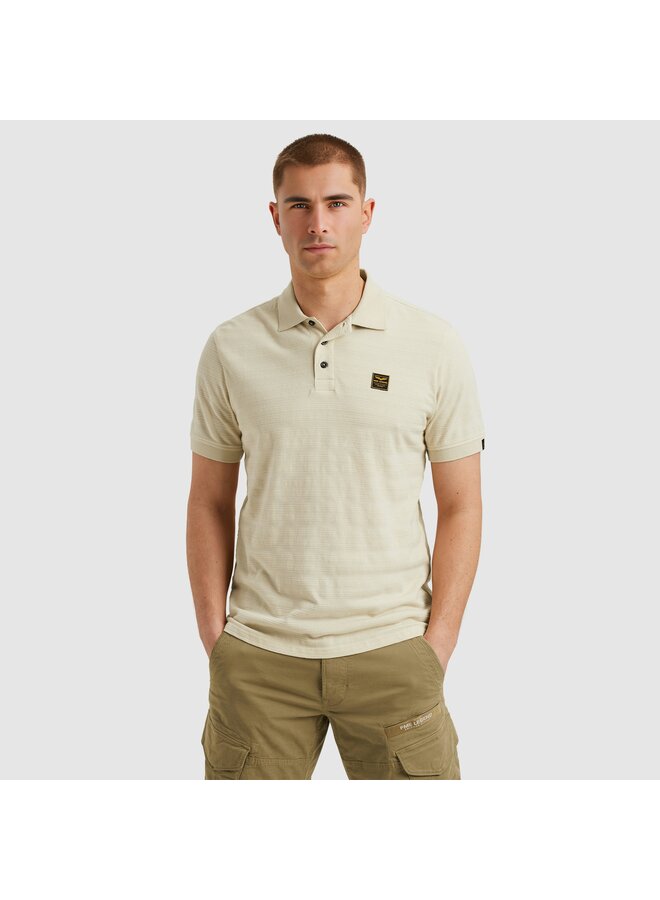 PPSS2504854 7013 PME Legend Short sleeve polo jacquard jersey stripe Bone White