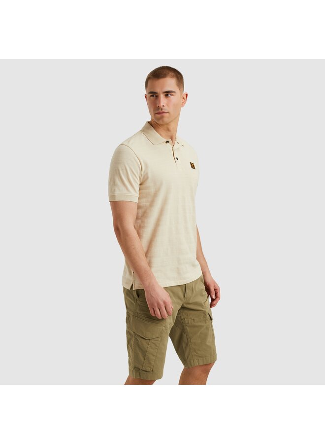 PPSS2504854 7013 PME Legend Short sleeve polo jacquard jersey stripe Bone White