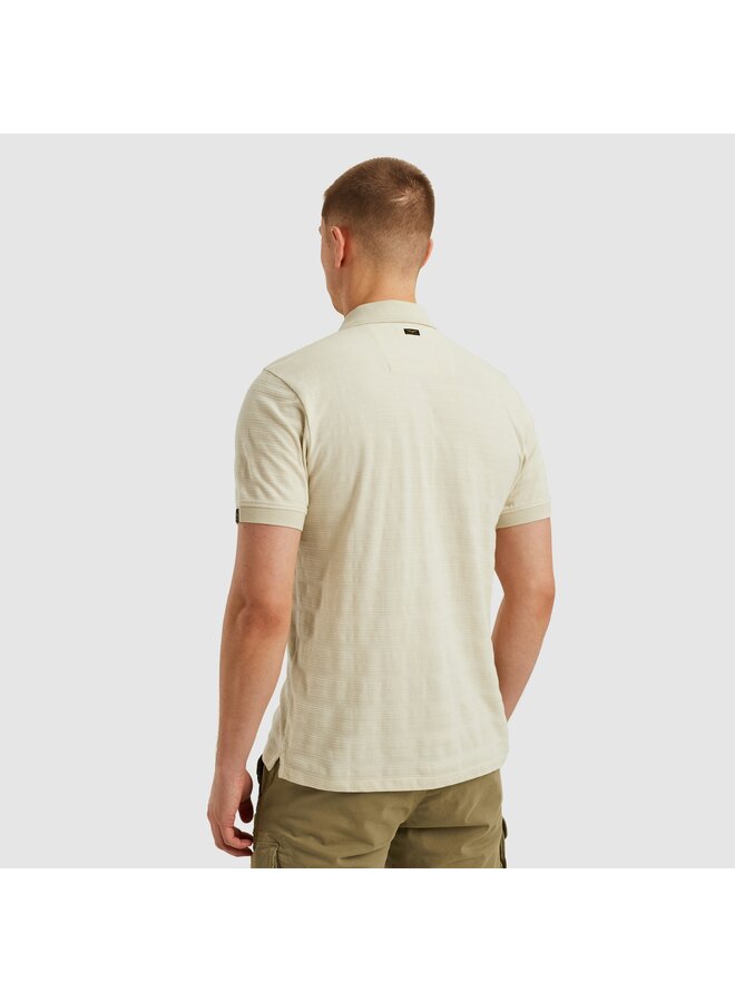 PPSS2504854 7013 PME Legend Short sleeve polo jacquard jersey stripe Bone White
