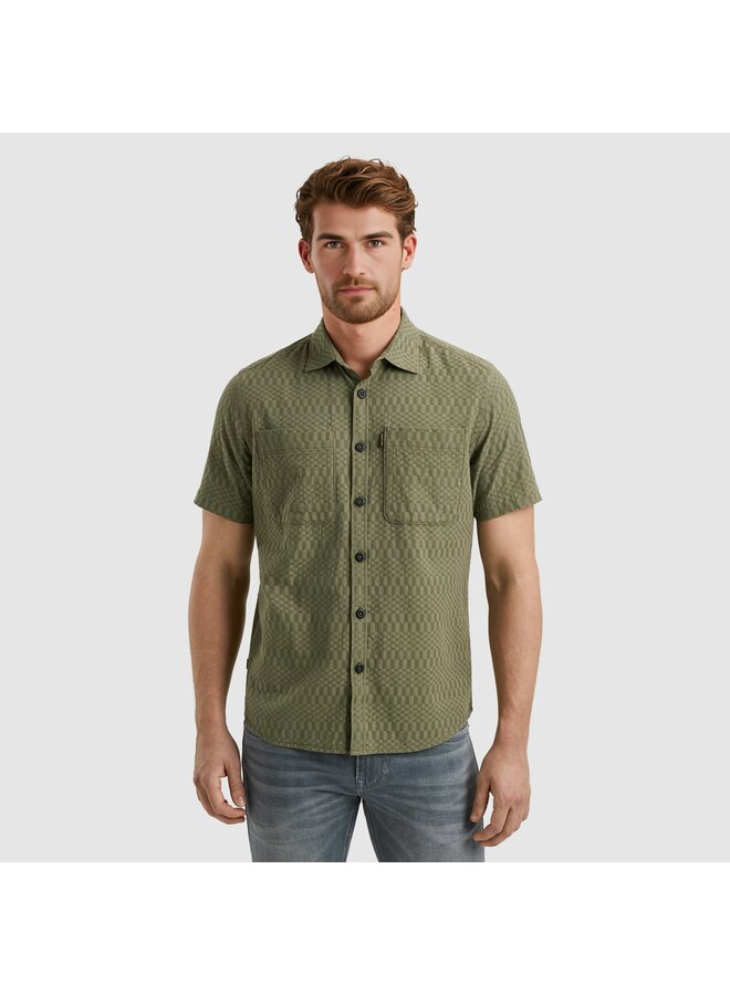 PSIS2504214 6149 PME Legend Short Sleeve Shirt Jacquard Deep Lichen Green